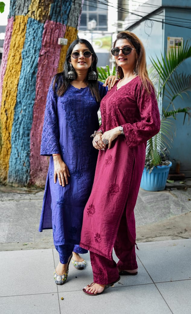 Chanderi Pintex Chikankari Cord Set