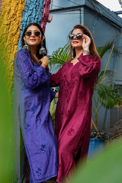 Chanderi Pintex Chikankari Cord Set