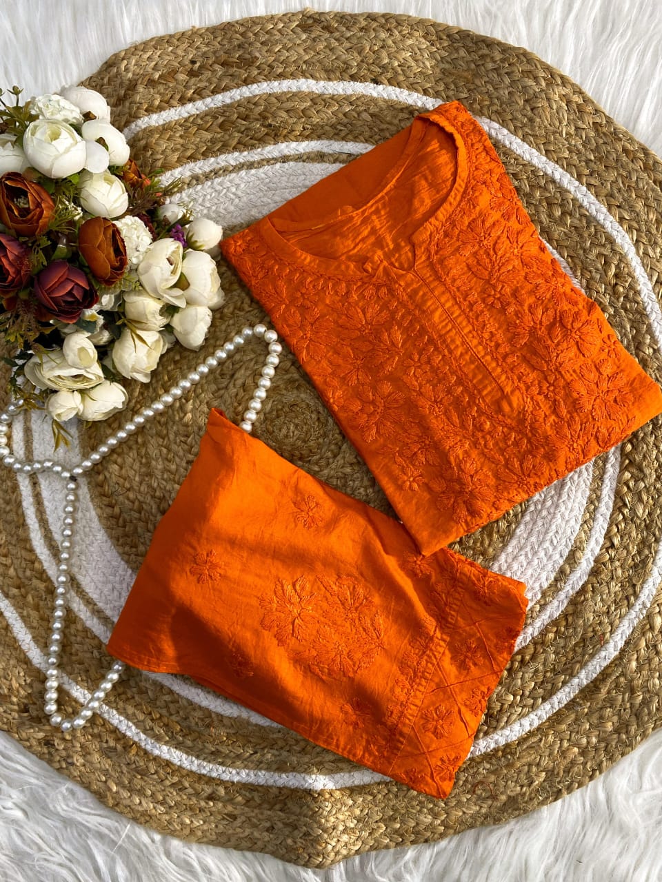 Chanderi Pintex Chikankari Cord Set
