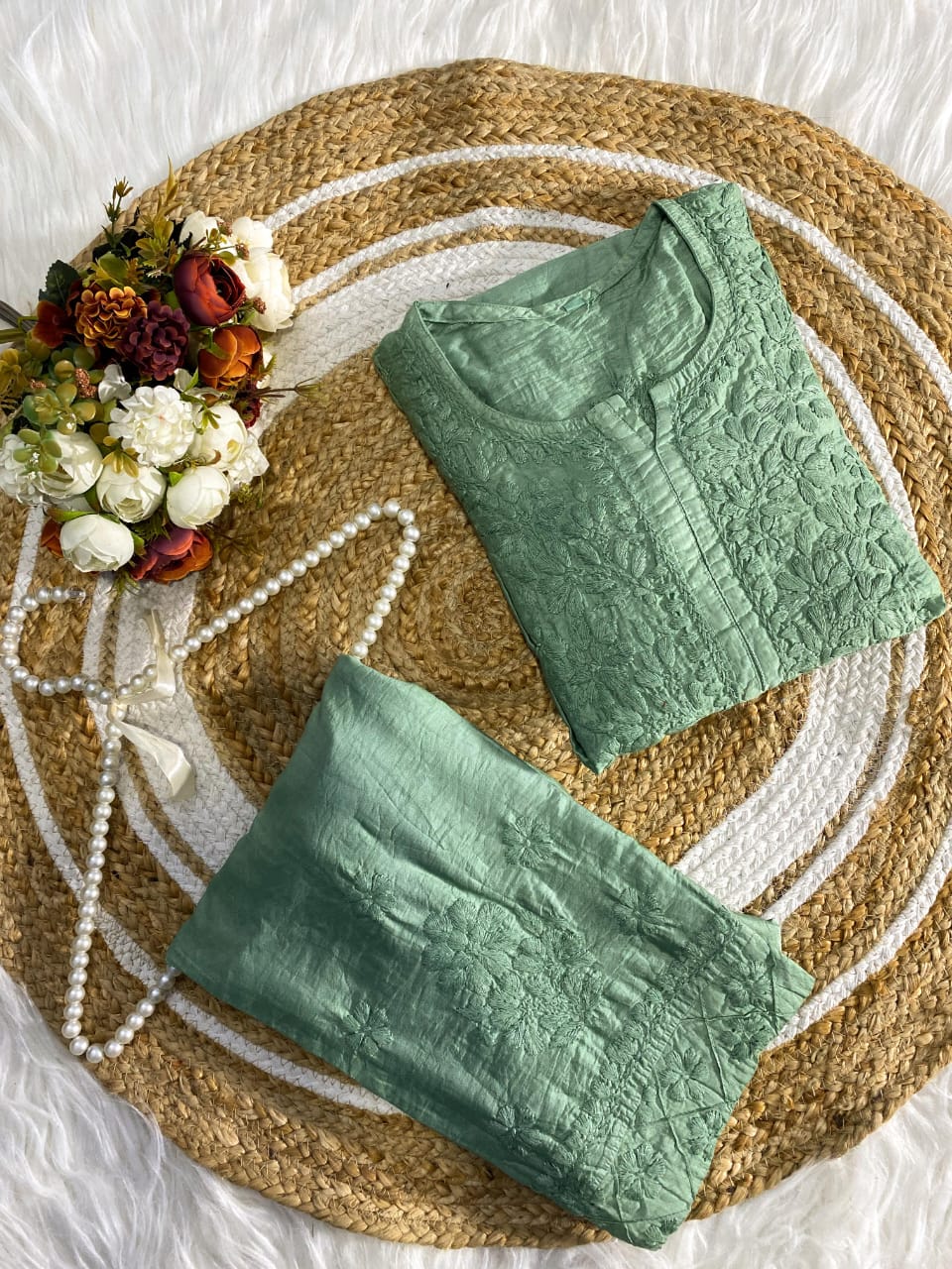 Chanderi Pintex Chikankari Cord Set