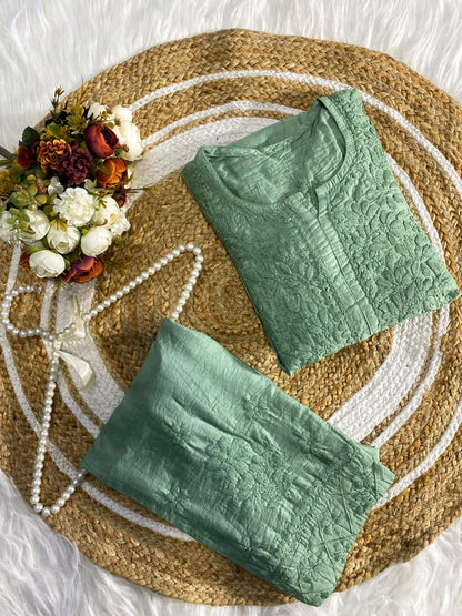 Chanderi Pintex Chikankari Cord Set