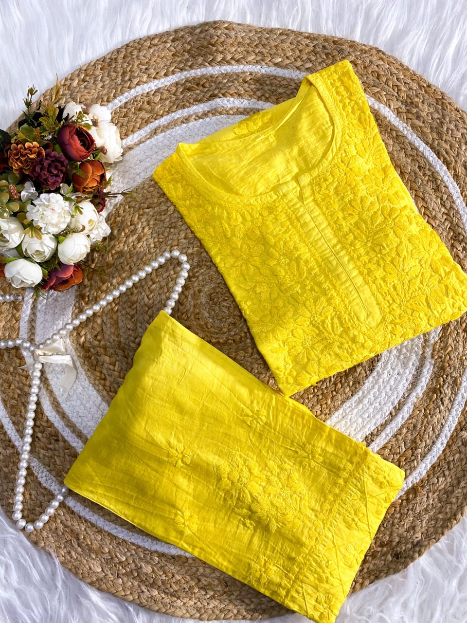 Chanderi Pintex Chikankari Cord Set