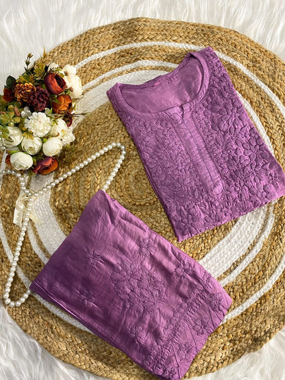 Chanderi Pintex Chikankari Cord Set