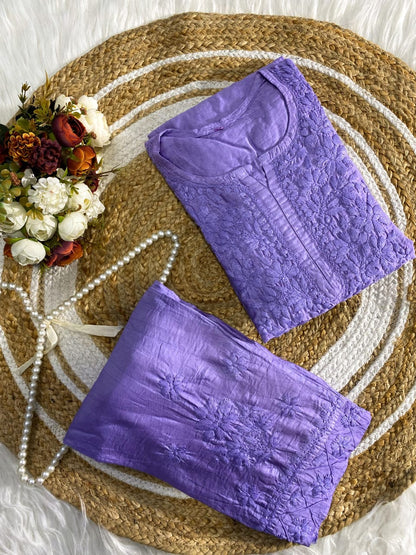 Chanderi Pintex Chikankari Cord Set