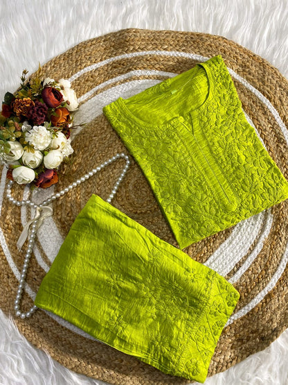 Chanderi Pintex Chikankari Cord Set