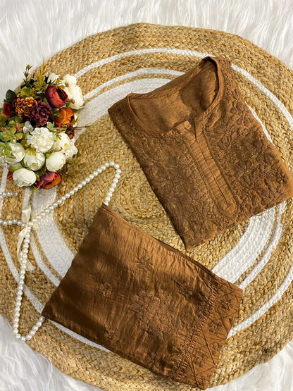 Chanderi Pintex Chikankari Cord Set