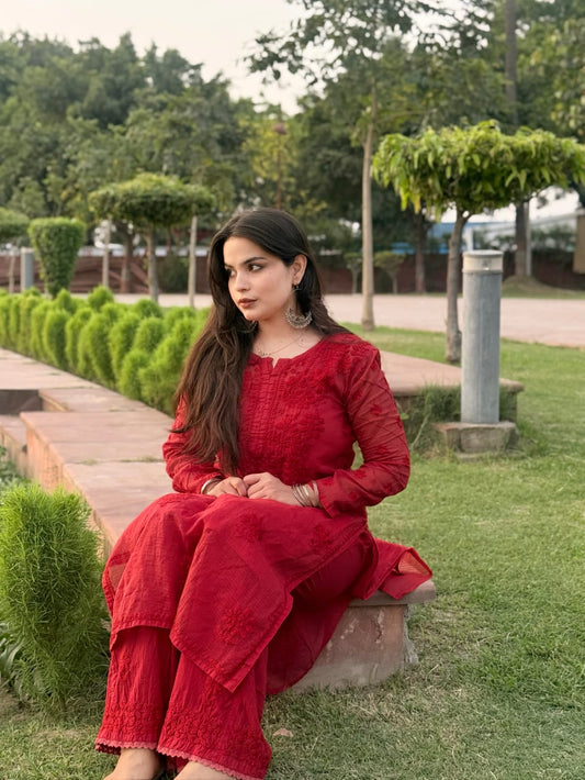 Kota Doria Pintex Lace Co-ord Set