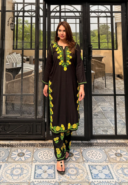 Colour Thread Chikankari Rayon Co-ord Set