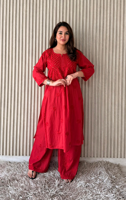 Butter-Soft Mal Cotton Chikankari Co-ord Set