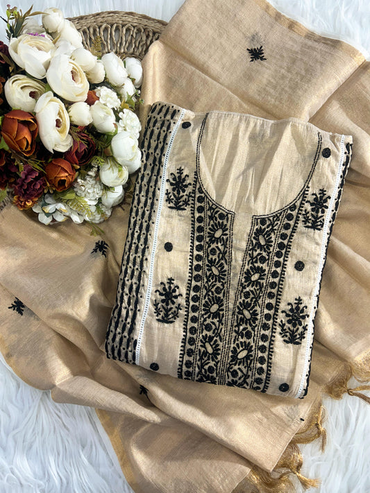 Premium Chikankari Tissue Panel Semi-Stitched Suit