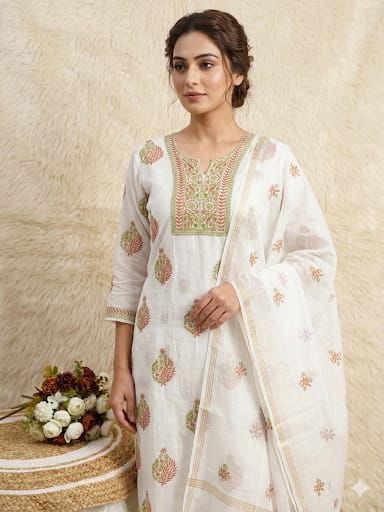 Elite Mul Chanderi Unstitched Suit Set