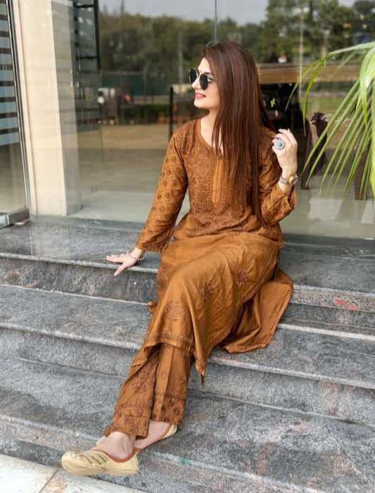 Chanderi Silk Pintex Chikankari Co-ord Set